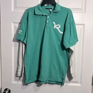 Rocawear boy’s long sleeve polo - green and white - size xl (18 - 20)